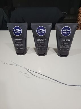 NEW Nivea Men Deep Cleansing Beard And Face Wash 3.3 Ounce X 3 Packs
